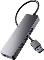 Aluminium USB A naar USB A | Type-A 3.0 Hub - 4 Poorten Adapter - met USB-3.0 poorten | Tot 5 Gbps | Draagbaar USB Naar USB | Compatibel met MacBook, Windows, Linux