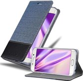 Cadorabo Hoesje geschikt voor Samsung Galaxy S6 EDGE in DONKERBLAUW ZWART - Beschermhoes met magnetische sluiting, standfunctie en kaartvakje Book Case Cover Etui