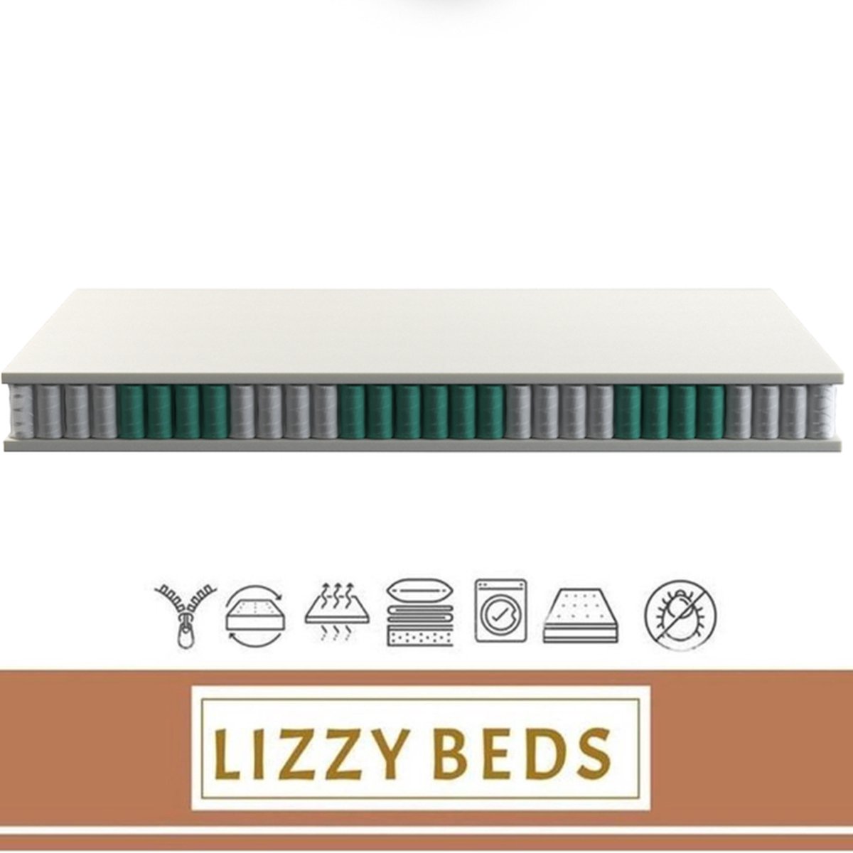 Pocketvering Matras - 160x220cm - 21cm dik - Hotel Comfort - Matras - Lizzybeds