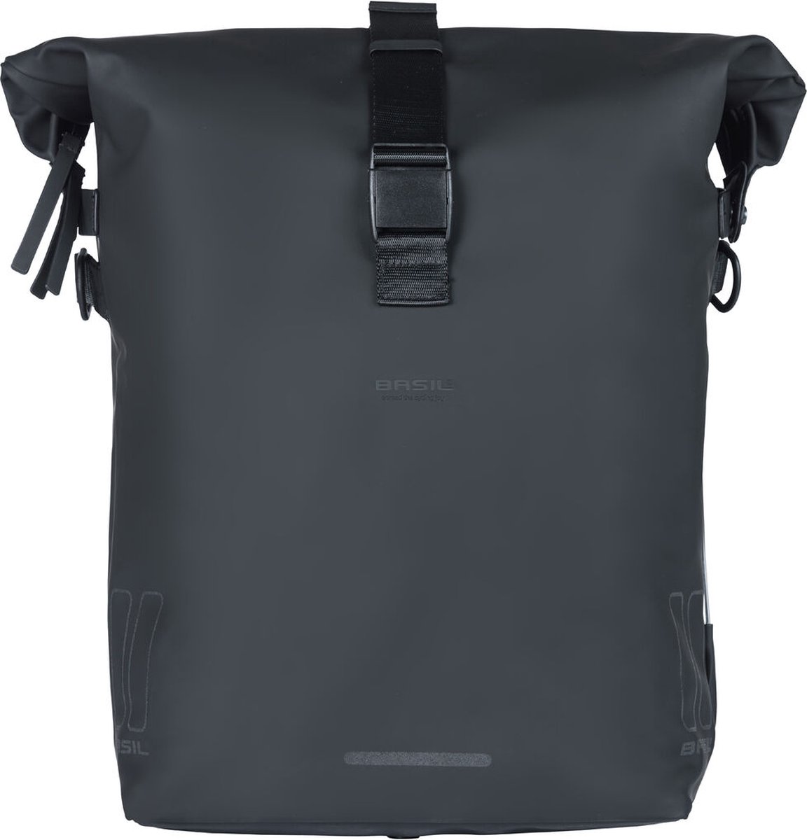 Basil SoHo Fietsschoudertas 17L Zwart Waterdicht Met MIK Studs Laptopvak Nordlicht LED-strip Stijlvol & Functioneel Voor E-bike