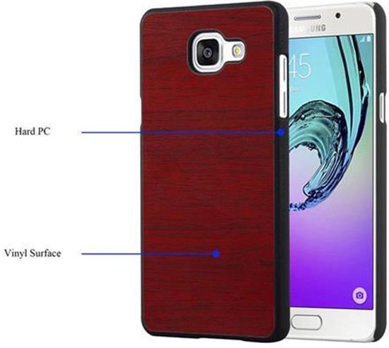 Coque Cadorabo pour Samsung Galaxy A3 2016 en WOODY RED - Coque rigide de protection aspect bois contre les rayures et les chocs