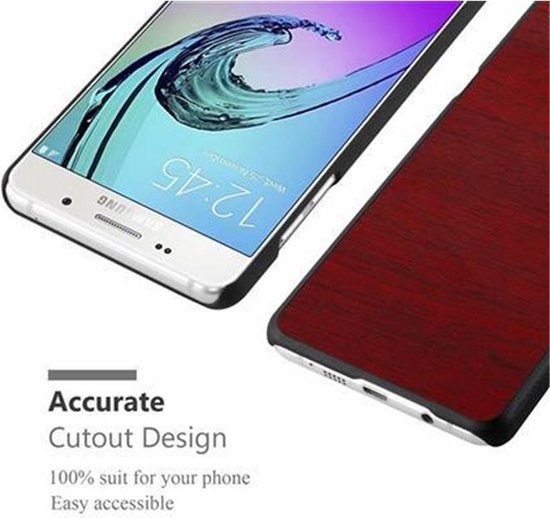 Coque Cadorabo pour Samsung Galaxy A3 2016 en WOODY RED - Coque rigide de protection aspect bois contre les rayures et les chocs