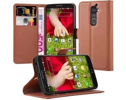 Cadorabo Hoesje geschikt voor LG G2 in CHOCOLADE BRUIN - Beschermhoes met magnetische sluiting, standfunctie en kaartvakje Book Case Cover Etui