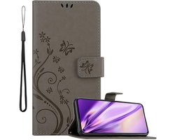 Cadorabo Hoesje geschikt voor Honor 20 PRO in BLOEMEN GRIJS - Beschermhoes in bloemmotief met magnetische sluiting, standfunctie en kaartsleuven Book Case Cover Etui