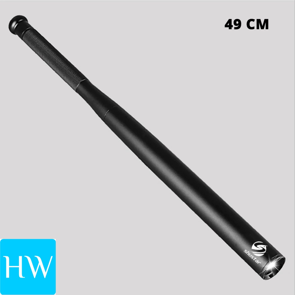 Aluminium zaklamp als honkbal baseball knuppel - zwart - 49cm