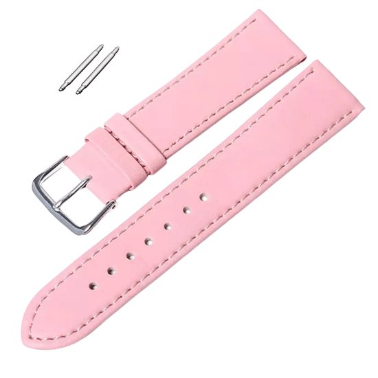 Horlogebandje- 18 mm- Licht roze- Leer- Charme Bijoux