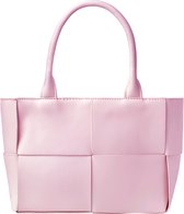PU tas met geweven look - roze - crossbody - Hand - en schoudertas