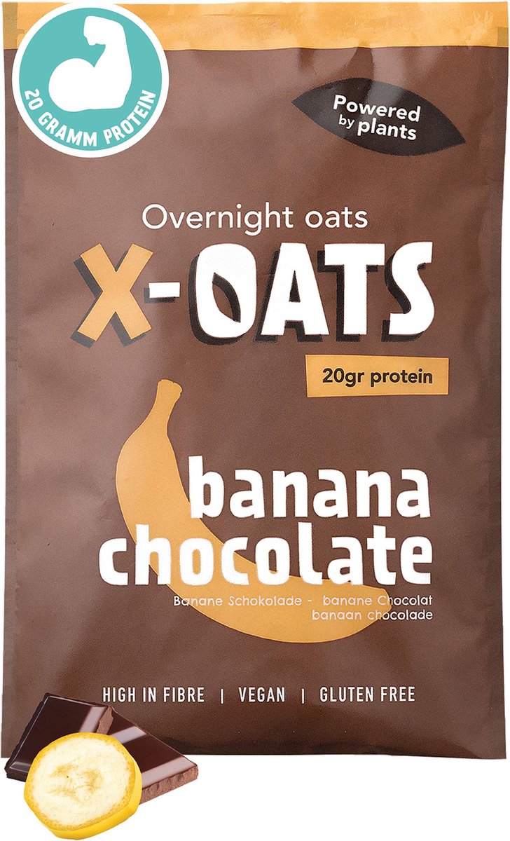 Goedkoopste X-OATS-LEKKERE ONTBIJTSHAKE-hoog in proteïne, laag in suiker| 8x 70gr overnight oats shake |vegan en glutenvrij| maaltijdvervanger| afslanken| gezond & heerlijk ontbijt/maaltijd| snel & makkelijk te bereiden| 1 smaak-8-pack [8x banaan/chocolade]