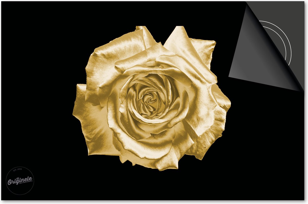 Inductie beschermer 59x52 - afdekplaat inductie mat - Dietrix Kookplaat beschermer - Exclusief - Black en Gold - Gouden Roos
