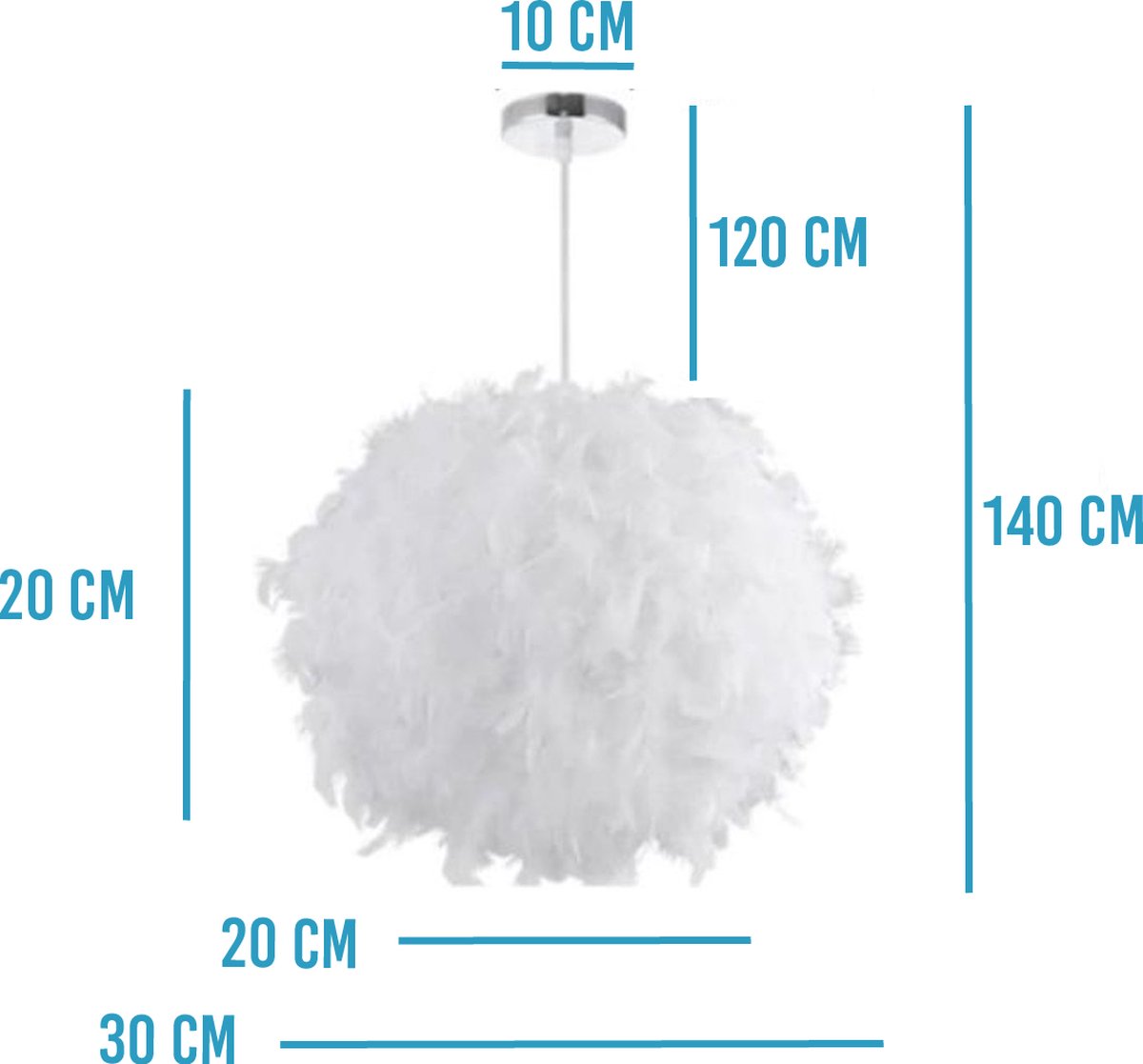 Decoratieve Veren Kroonluchter Witte Veer Hanglamp - Ellipsoïde 45 Cm | Ganzenveren, E27 Fitting | Voor Woonkamer, Slaapkamer Ganzenveer Lamp