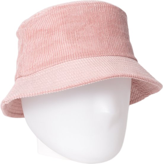 Corduroy bucket hat met opbergvakje - mybuckethat - roze - vissershoedje - ribbelstof met rits