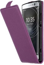 Cadorabo Hoesje geschikt voor Sony Xperia XA2 in BORDEAUX PAARS - Beschermhoes in flip-design Case Cover van getextureerd imitatieleer