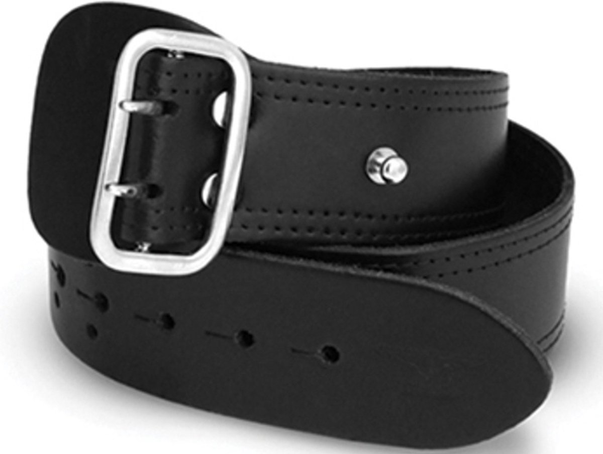 Mister B leren riem 5cm breed, 85cm lang - medium - zwart