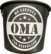 Cadeau Emmer - De liefste Oma van Nederland - 12 liter - zwart - cadeau - geschenk - gift - kado - Moederdag - verjaardag
