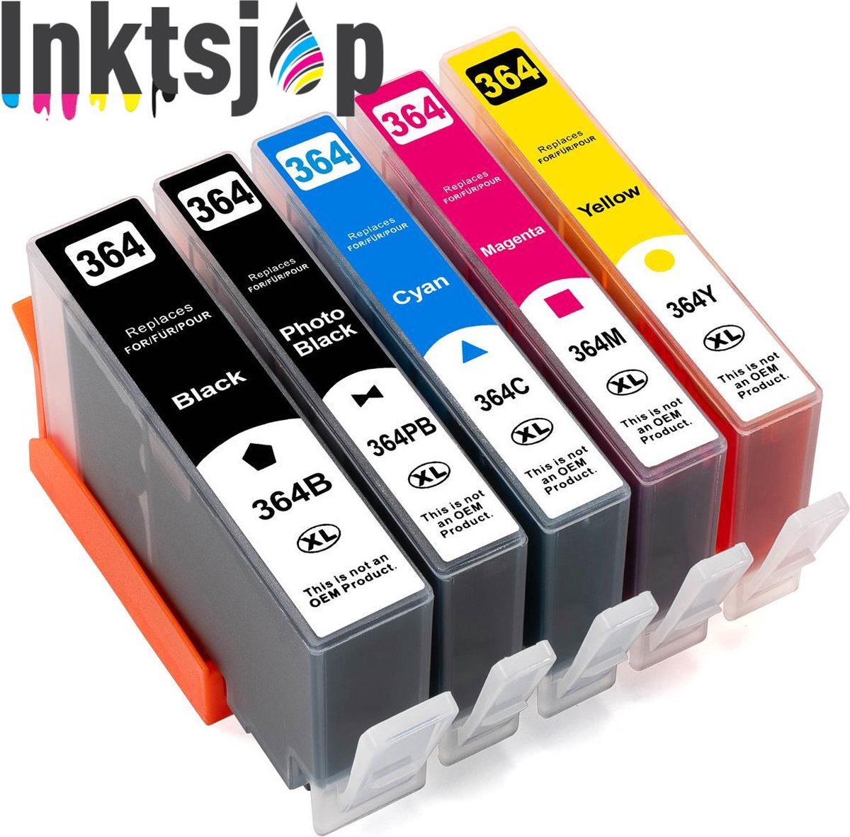 geschikt 364XL + Photo black Multipack incl. Chip (5set) geschikt voor HP Photosmart 5510 - 5514 - 5515 - 5520 - 5522 - 5524 - 5525 - 6510 - 6520 ,6525 - 7510 - 7520 - B109n - B110 - B209a - B210 - B8550 - C5380 - C6380 - D5460