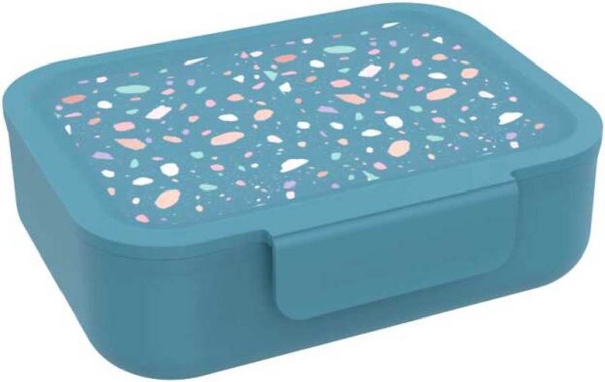 Lunch Buddies broodtrommel tastebox Terrazzo rechthoekig 24x18x6 cm blauw. blauw