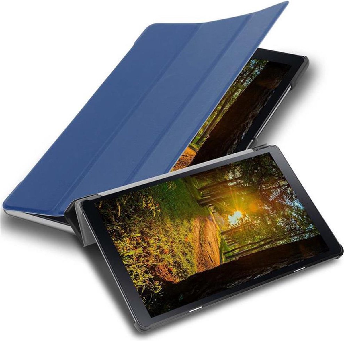 Cadorabo Tablet Hoesje geschikt voor Samsung Galaxy Tab A (10.5 Zoll) in JERSEY DONKER BLAUW - Ultra dun beschermend geval met automatische Wake Up en Stand functie Book Case Cover Etui
