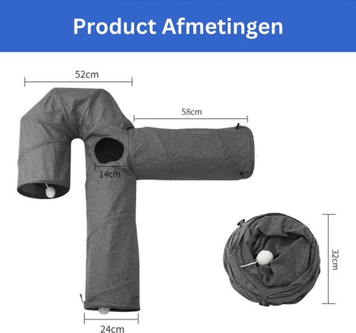 Kattentunnel - Speeltunnel Kat - Opvouwbaar — afbeelding 4