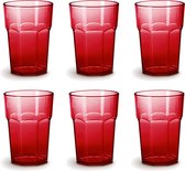 Omada design set kunststof waterglazen inhoud 42,5 cl. Ze zijn ideaal voor drankjes of longdrinks, Vaatwasmachinebestendig, Made in Italy, Stapelbaar, Linea Unglassy, ​​Rode kleur