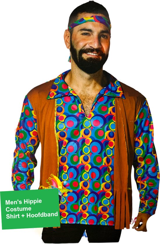 Hippie Shirt Heren met hoofdband - Maat M – Carnavalskleding Flower Power |  bol.com