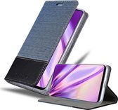 Cadorabo Hoesje geschikt voor Samsung Galaxy A21s in DONKERBLAUW ZWART - Beschermhoes met magnetische sluiting, standfunctie en kaartvakje Book Case Cover Etui
