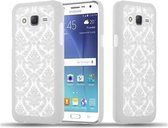 Cadorabo Hoesje geschikt voor Samsung Galaxy J5 2015 in WIT - Hard Case Cover Beschermhoes in gebloemd paisley henna design tegen krassen en stoten