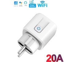 Lichtendirect - Smart Plug – Slimme Stekker met Energiemeter (20A) – Wifi en Bluetooth – Geschikt voor Google Home & Amazon Alexa – Wifi