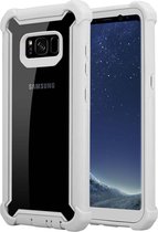 Cadorabo Hoesje geschikt voor Samsung Galaxy S8 in BERK GRIJS - 2-in-1 beschermhoes met TPU siliconen rand en acrylglas achterkant
