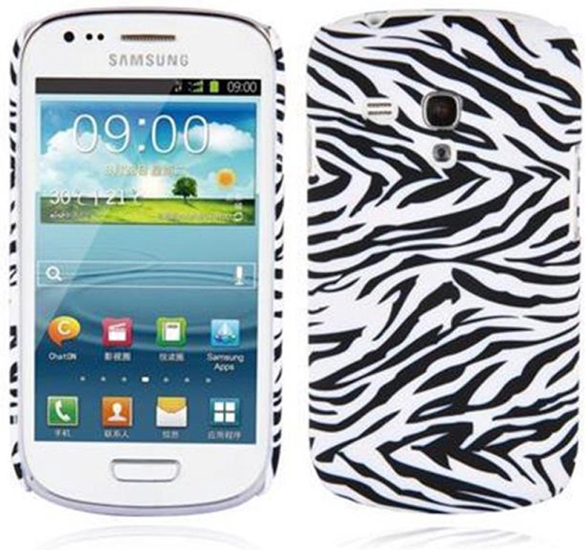 Cadorabo Hoesje geschikt voor Samsung Galaxy S3 MINI met ZEBRA opdruk - Hard Case Cover beschermhoes in trendy design