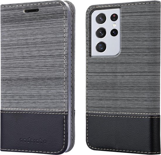 Coque Cadorabo pour Samsung Galaxy S21 ULTRA en GRIS NOIR - Coque de protection avec fermeture magnétique