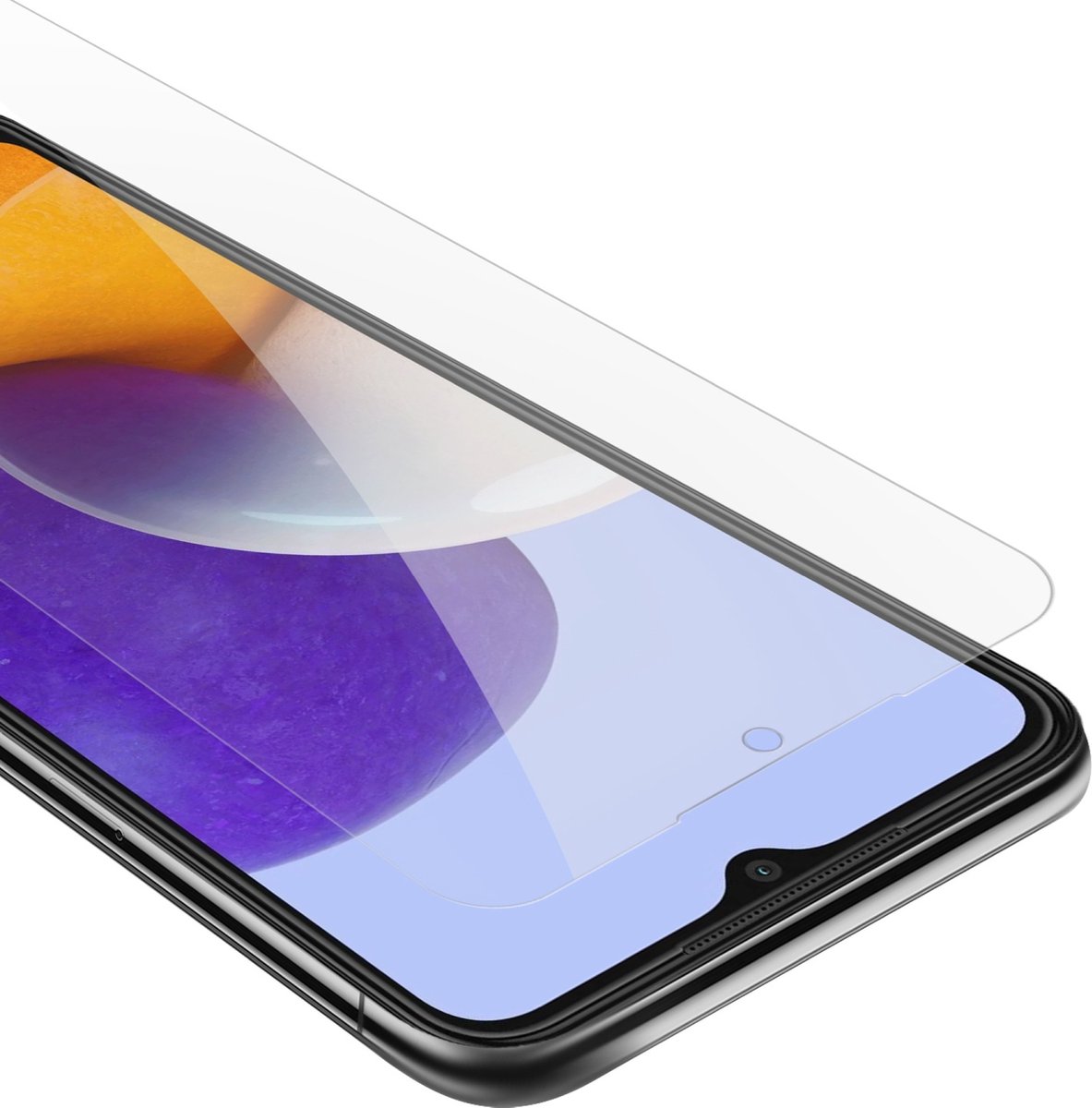 Cadorabo Screenprotector geschikt voor Samsung Galaxy A22 5G - Pantser film Beschermende film in KRISTALHELDER Geharde (Tempered) display beschermglas in 9H hardheid met 3D Touch