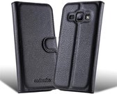 Cadorabo Hoesje geschikt voor Samsung Galaxy TREND 3 in PHANTOM ZWART - Beschermhoes met magnetische sluiting, standfunctie en kaartvakje Book Case Cover Etui