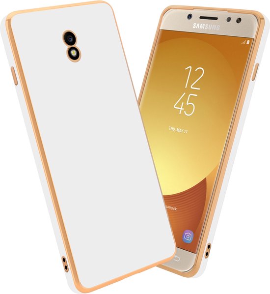 Coque Cadorabo pour Samsung Galaxy J5 2017 en Wit Brillant - Or - Coque de protection en silicone TPU souple et avec protection pour appareil photo