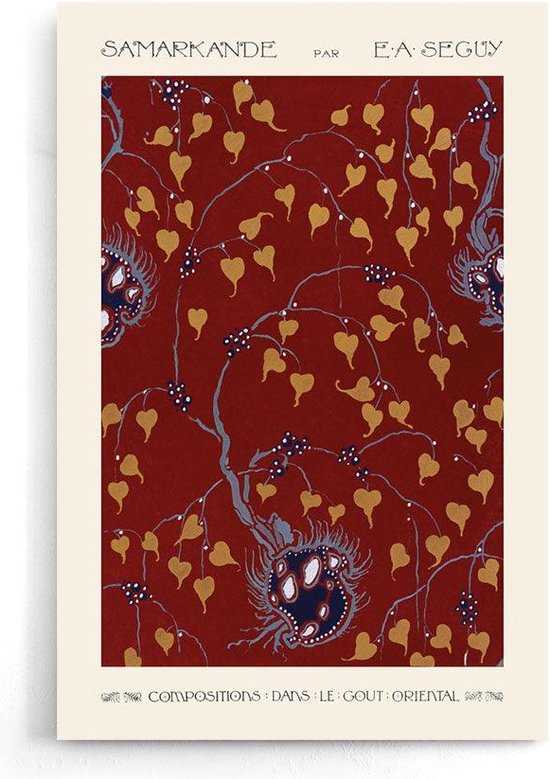 Walljar - Emile-Alain Séguy - Art Nouveau Flower pattern I - Muurdecoratie - Acrylglas schilderij - 70 x 100 cm
