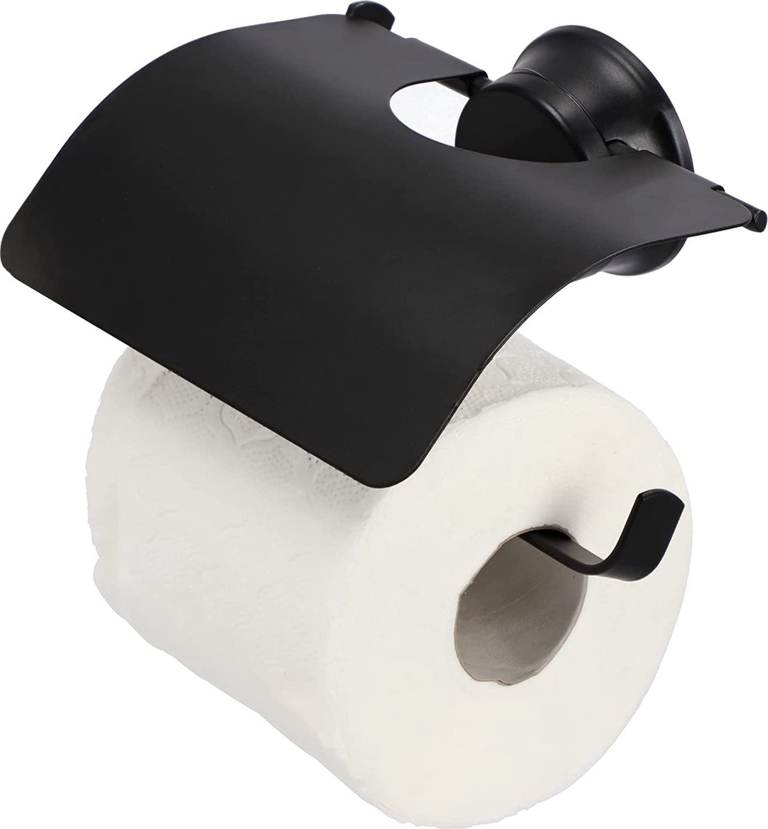 KADAX Toiletpapierhouder van staal, papierrolhouder zonder boren, rolhouder, wc-papierhouder met zuignap, zelfklevende papierhouder (zwart)