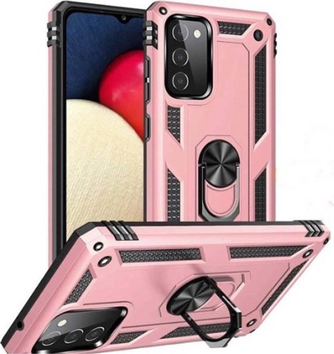 Samsung A02s Hybrid Armor Anti Shock Hoesje Rose Goud