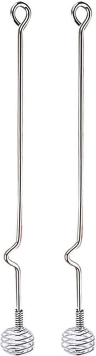 Honinglepel Set - Honey Spoon - Honingdipper - Honing Stick - Spiraal - RVS - Zilver - 2 Stuks
