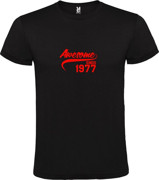 Zwart T-Shirt met “Awesome sinds 1977 “ Afbeelding