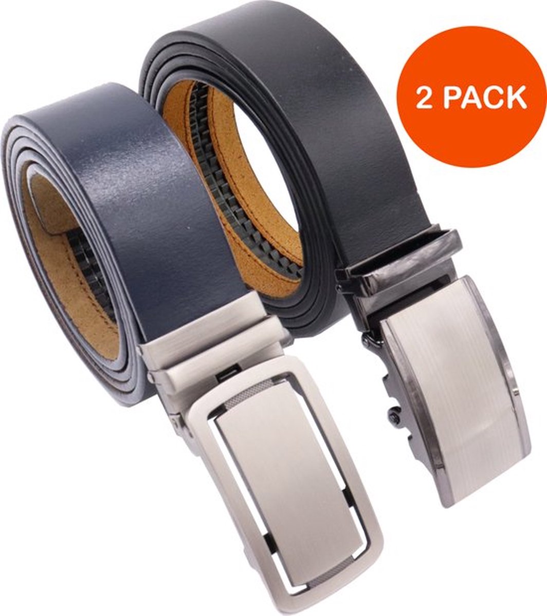 Lederen Riem Heren,KEMISANT Automatische Gesp Ratel Riem Met Gesp van Zinklegering,Op Maat Knippen(Zwart,120cm/34-40taille aanpassing