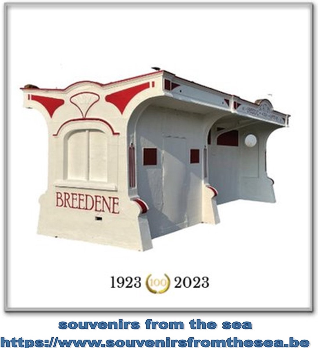 Souvenirs from the sea - foto op tegel - Schilderij - Bredene - 100 jaar - oud tramwachthuisje ‘Breedene Hippodrome’ - Schilderijen op tegel - 15x15 cm - keramiek - Wanddecoratie - Woonkamer - Slaapkamer - badkamer - keuken