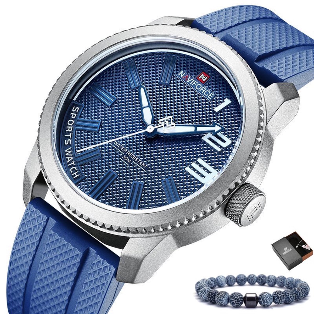 Naviforce Horloge Heren Horloges voor Mannen Watch Herenhorloge - Incl. Armband & Horlogebox Geschenkdoos - Blauw