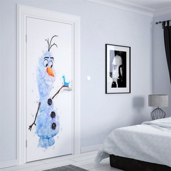 Adesivi Per Porte 3D Famiglia Del Pupazzo Di Neve Di Natale Arte 77X200Cm Adesivo Murale Casa Camera Da Letto Bagno Decorazioni Poster Wallpaper Pvc Impermeabile Parete Decalcomanie Carta Da Parati