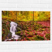 Muursticker - Waterval in Herfstachtig Bos - 75x50 cm Foto op Muursticker