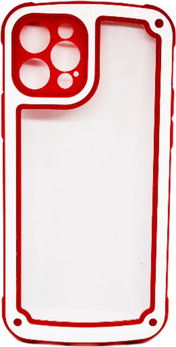 GreenBasket - Luxe Back Cover geschikt voor de iPhone 12 Pro - Rood - Anti-shock - Twee kleurig - Designer Style - Telefoonhoes