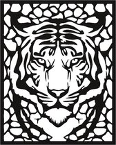Kunst van metaal - tijger - wanddecoratie industrieel - zwart gepoedercoat - staal - metaal
