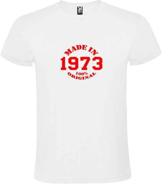 T-Shirt Wit avec Image « Made in 1973 / 100% Original » Rouge Taille XXXXXL