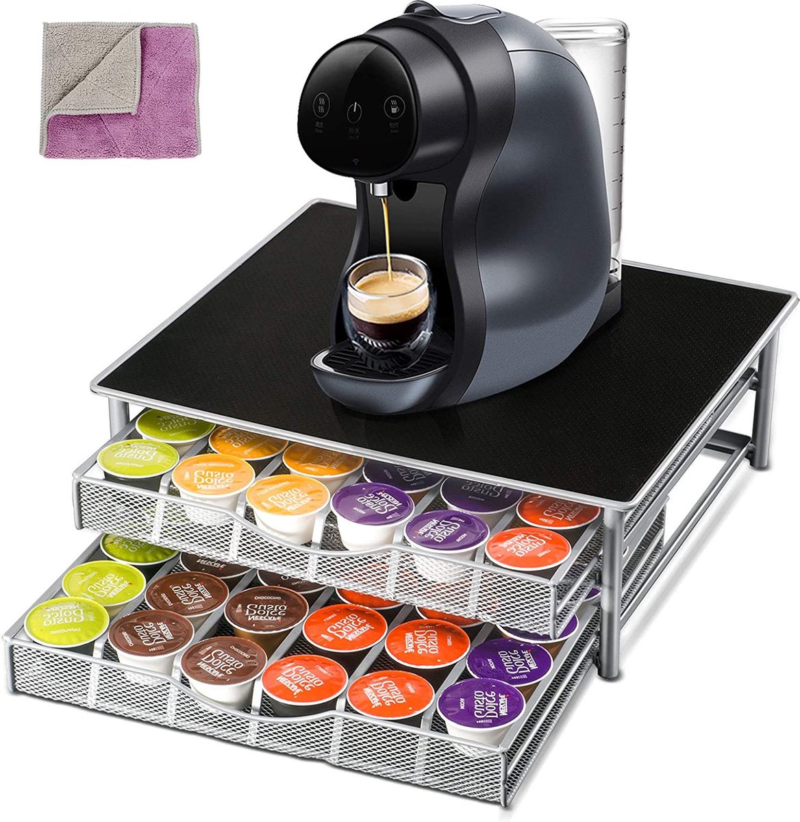 Tiroir de rangement pour porte-café phare pour porte-capsule Nespresso  Vertuo Plateau de tiroir pour organisateur avec étagères en maille pour