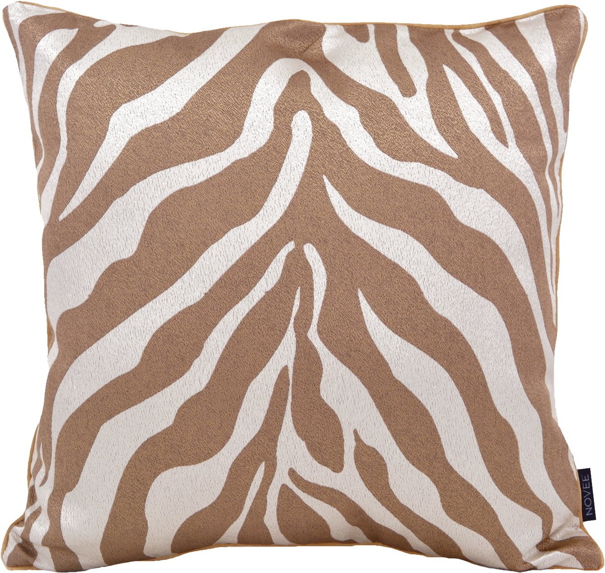 NOVÉE Sierkussen Brown Zebra | 45 x 45 cm | Jacquard/Polyester Bruin/Crème