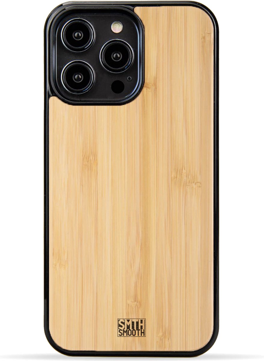 SMOOTH houten iPhone 14 Pro Max hoesje - BAMBOE - stijlvol en beschermend - gemaakt van echt hout en TPU - ecologisch en duurzaam - MagSafe compatibel