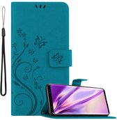Cadorabo Hoesje voor Samsung Galaxy S9 in BLOEMEN BLAUW - Beschermhoes in bloemmotief met magnetische sluiting, standfunctie en kaartsleuven Book Case Cover Etui